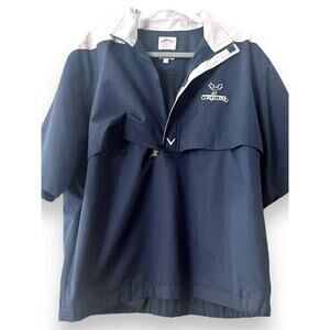 Callaway Golf Navy Blue Khaki Brushed Oxford Cordillera Windbreaker Size Large